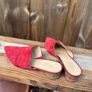 Franco Sarto Vibrant Red Suede Mules